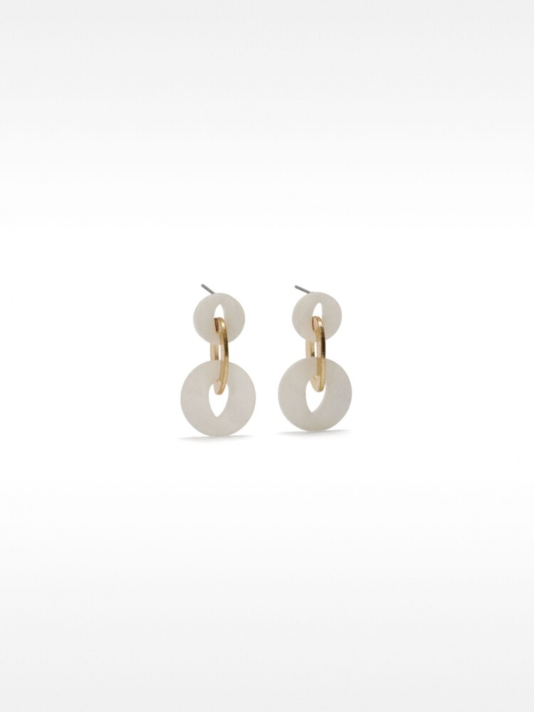 Pendientes Largos De Aros Perlados blanco