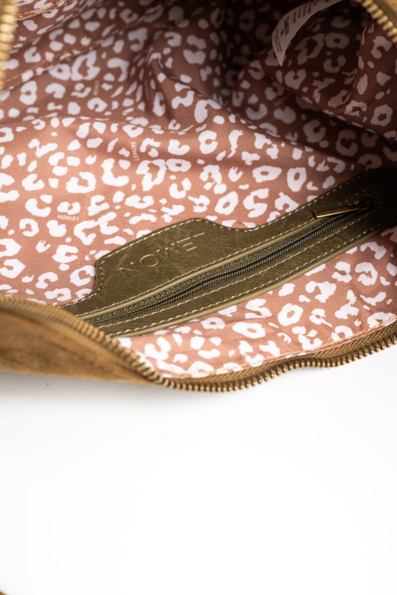 Cartera Gamuza Vegana Flecos Oliva