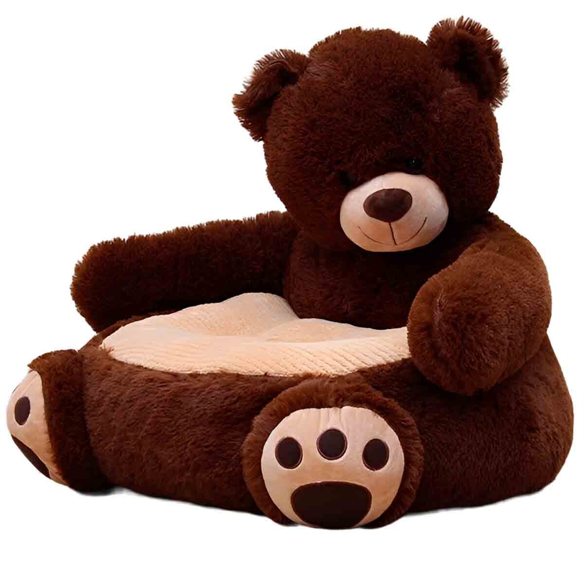 Sillón Puff Peluche Asiento Niños Animales Infantil - Oso Marron 