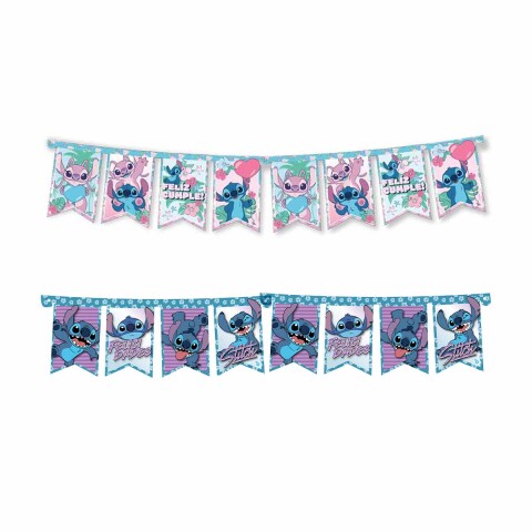 Cotillón Banderín Cartel Felicidades Stitch 150 cm Diseños Surtidos U