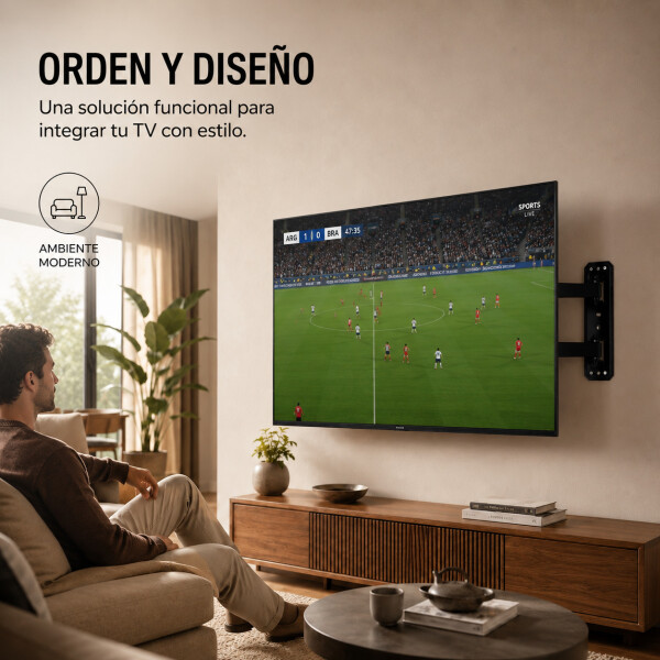 Soporte De Pared Movil Brazo Acero Tele Tv De 37-70" Brateck Color Negro