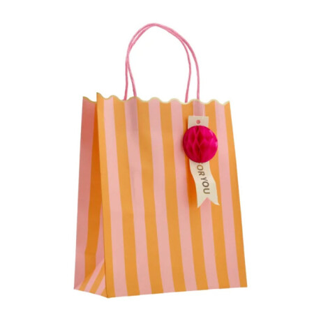 Bolsa de Regalo con Cordon Diseño a Rayas Grande Amarilla