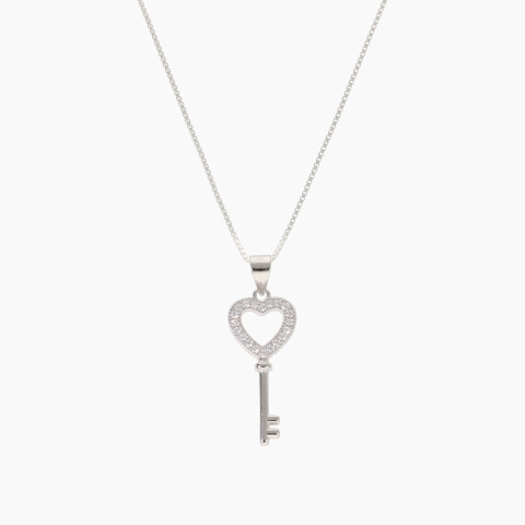 Cadena con dije de llave en plata 925 y circonias Cadena Con Dije De Llave En Plata 925 Y Circonias