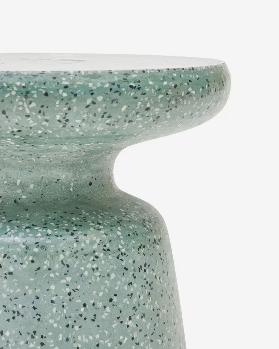 Mesa auxiliar de exterior Mesquida de terrazo verde Ø 39 cm