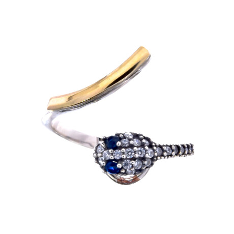 Anillo de plata 925 y double en oro 18 ktes con circonias, V¨BORA. Anillo de plata 925 y double en oro 18 ktes con circonias, V¨BORA.