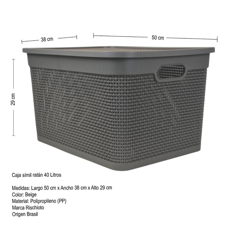 Set x2 Caja simil ratán 40 lts CAPPUCCINO