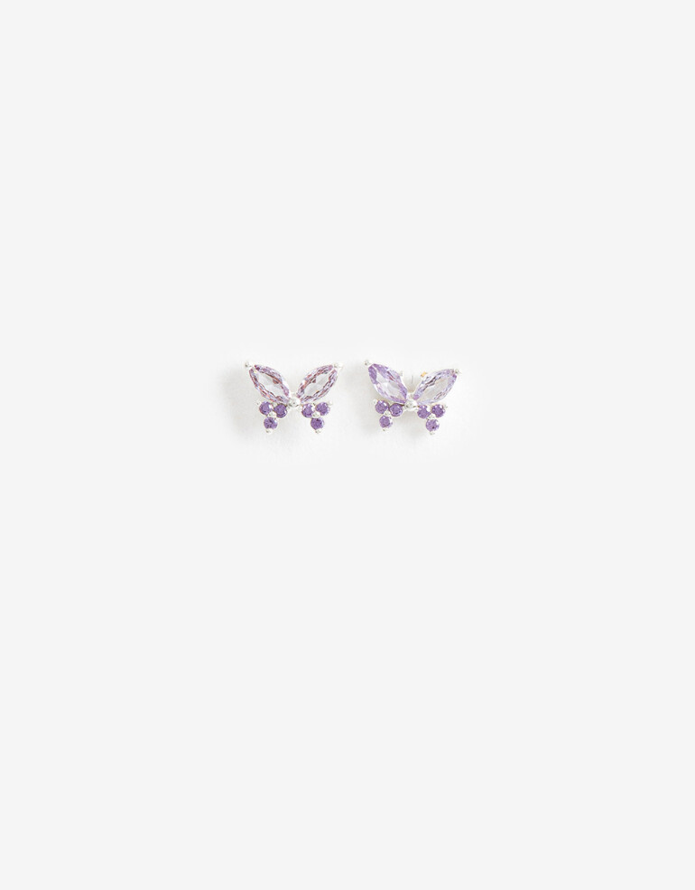 Aros Pasantes Cubic zirconia Aros Pasantes Mariposa De La Línea Delicates. - Plateado