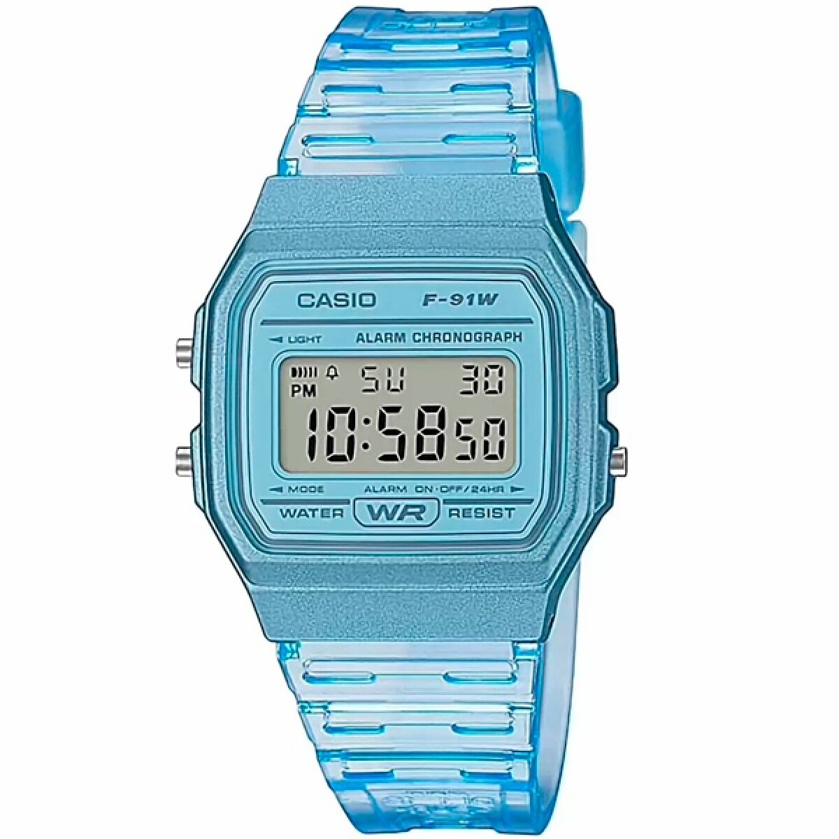 Reloj CASIO F91WS-2DF en Resina Celeste Esfera 35mm 