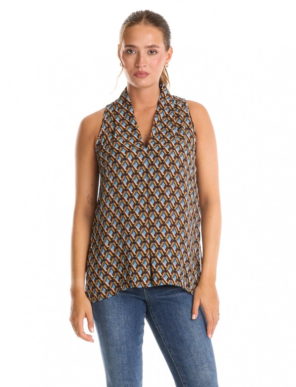 Blusa Retro MULTI/MARRON