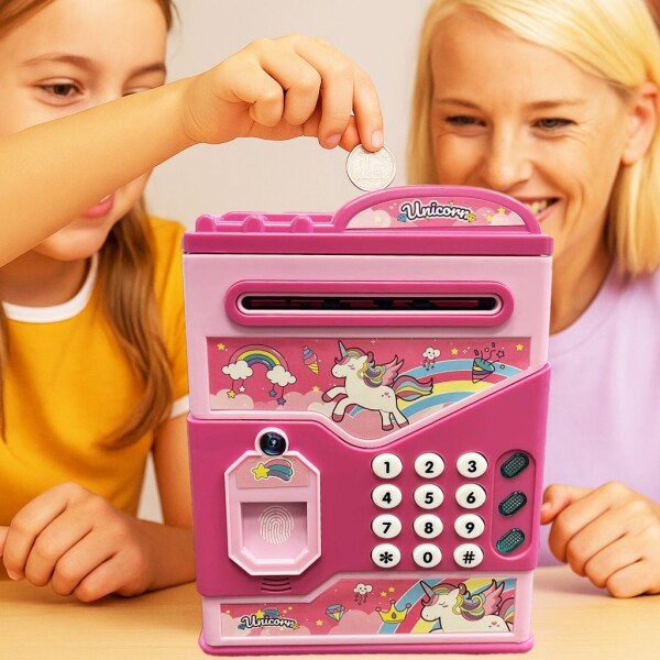 Alcancía Infantil Caja Fuerte Juguete Con Sonido Luces Atrix Variante Color Rosa