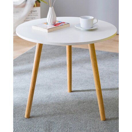Mesa auxiliar en madera diseño nórdico 50x47cm Blanco