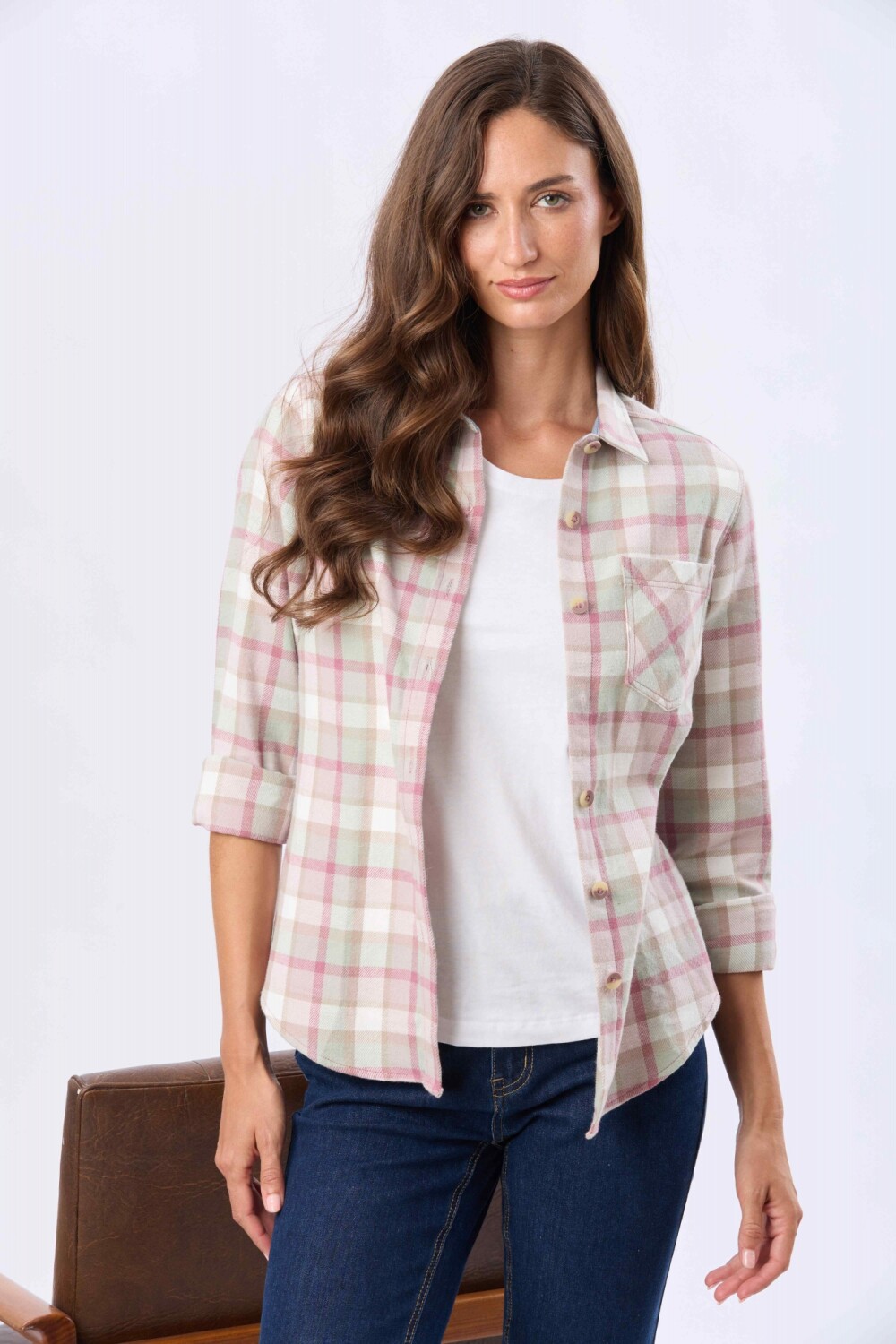 CAMISA VIYELA CUADROS Rosado