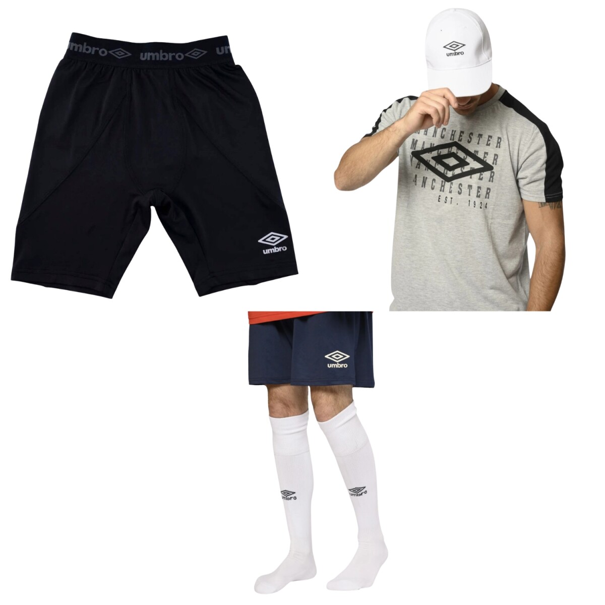 Kit Deportivo Umbro Adulto Gorro Medias Bermuda Original 