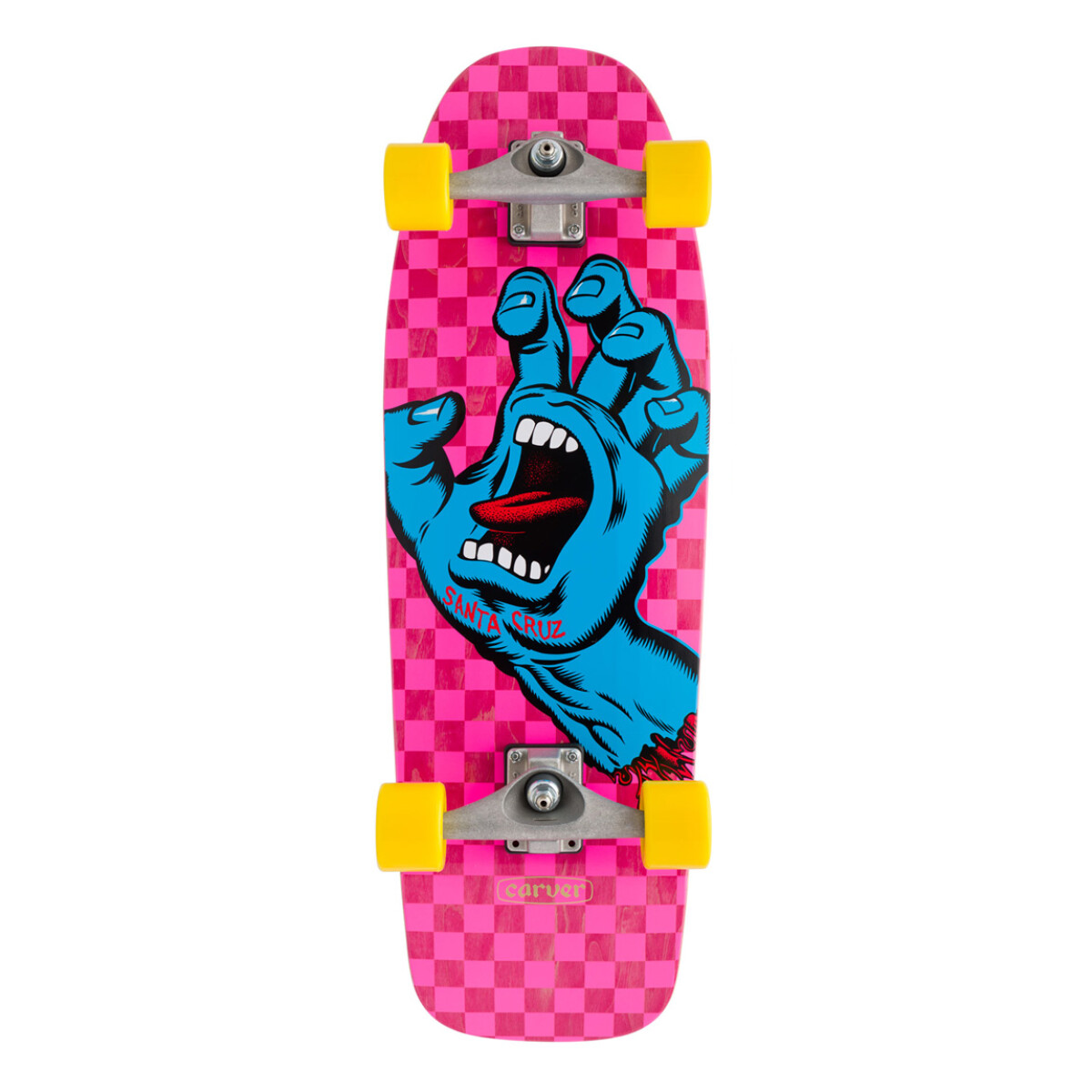 Carver C5 Santa Cruz Screaming Hand Check 9.8" x 30.20" Surfskate Completo (PINK) 