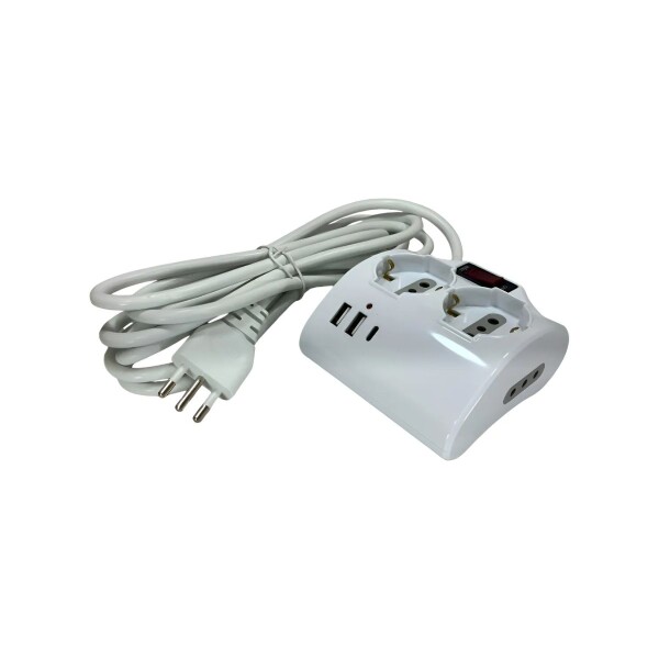 ALARGUE ESCRITORIO 2 USB + 1 USB C 10A 3MTS NAF Alargue Escritorio 2 Usb + 1 Usb C 10a 3mts Naf