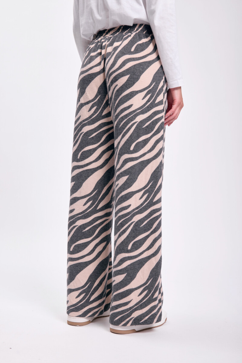 Pantalón tejido estampado Beige