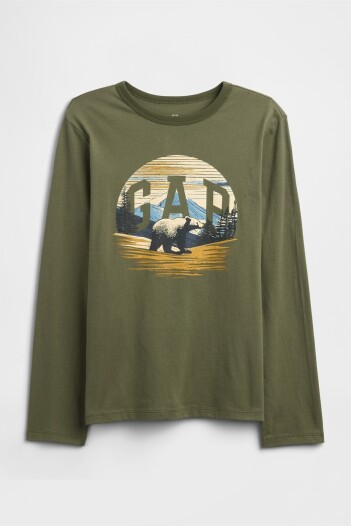 Remera Logo Gap Niño Army Jacket Green