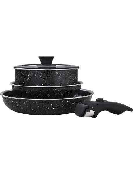 JUEGO BATERIA 5 PIEZAS MANGO DESMONTABLE CERAMICO NEGRO APTO INDUCCION JUEGO BATERIA 5 PIEZAS MANGO DESMONTABLE CERAMICO NEGRO APTO INDUCCION