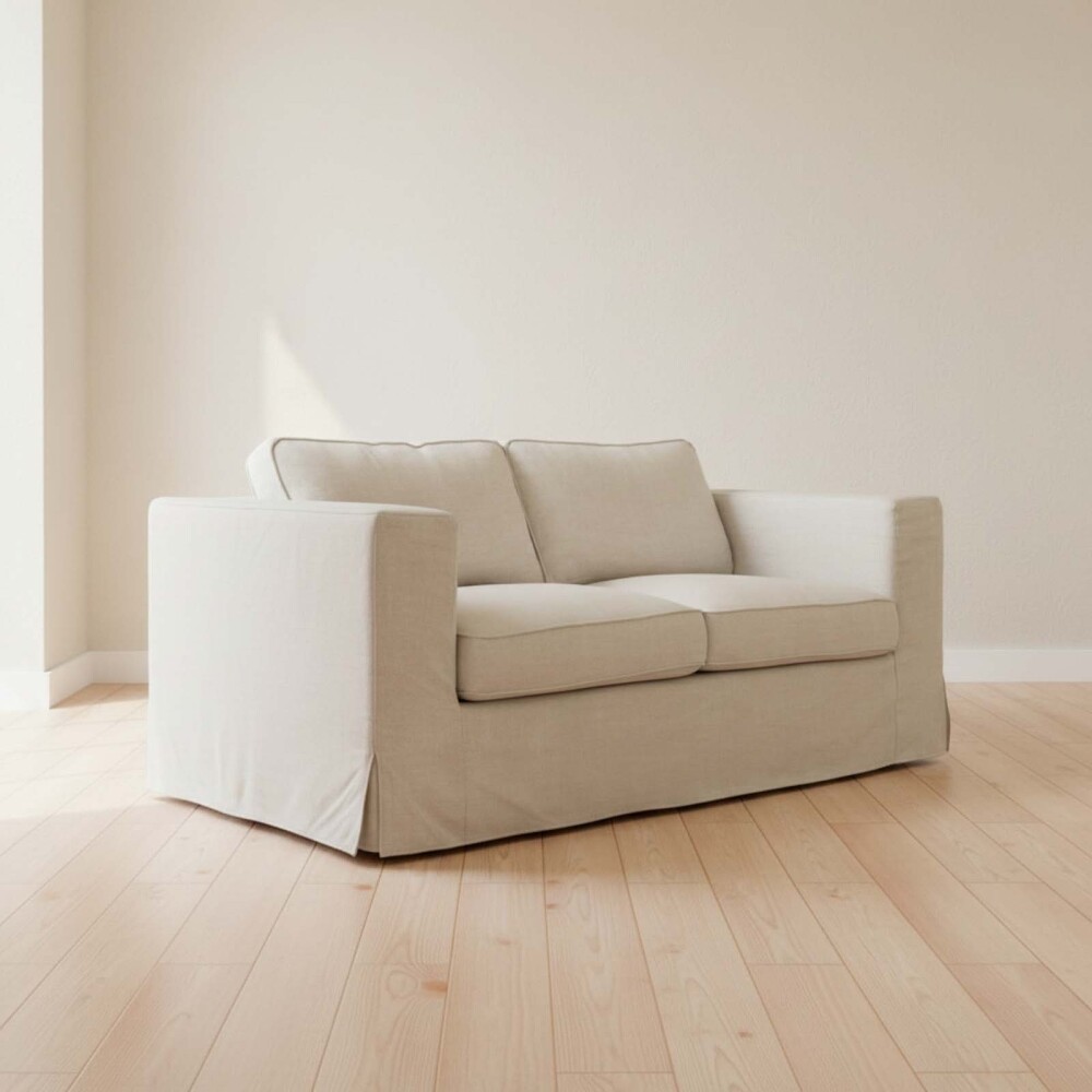 SOFÁ CON FUNDA DESMONTTABLE 2 CUERPOS TELA-Y-MADERA NATURAL-BEIGE CHARLIE NATURAL