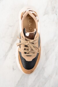 Zapatilla Cuero Combinada Negro