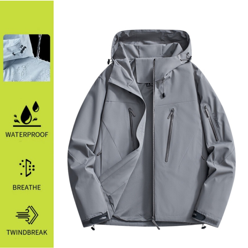 Campera Tácticas Impermeables Resistente Poliéster Unisex Gris Claro