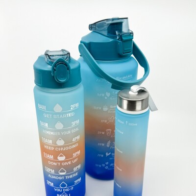 Botella Set x 3 Celeste