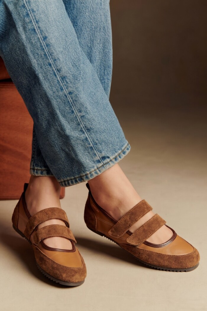 Chatita Cuero Combinada Camel