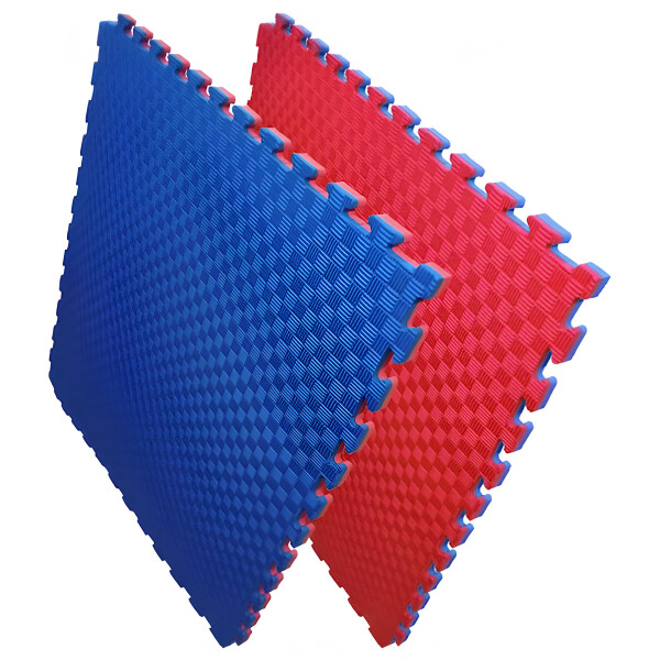 Piso Tatami X10 Goma Eva Encastrable 1x1m 2cm Gimnasio Niños Color Azul Rojo