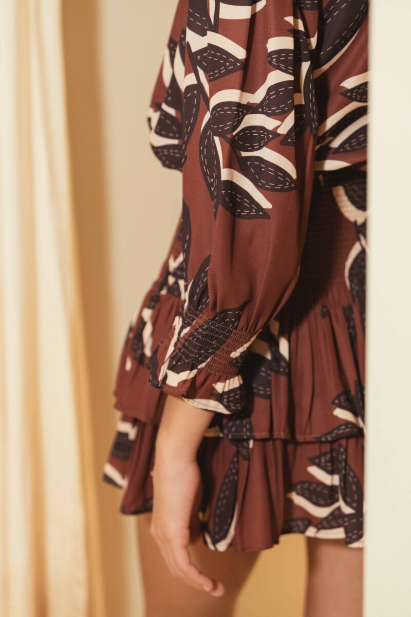 VESTIDO VALENTINA MINI CHOCOLATE FOLIAGE PARADISE VESTIDO VALENTINA MINI CHOCOLATE FOLIAGE PARADISE