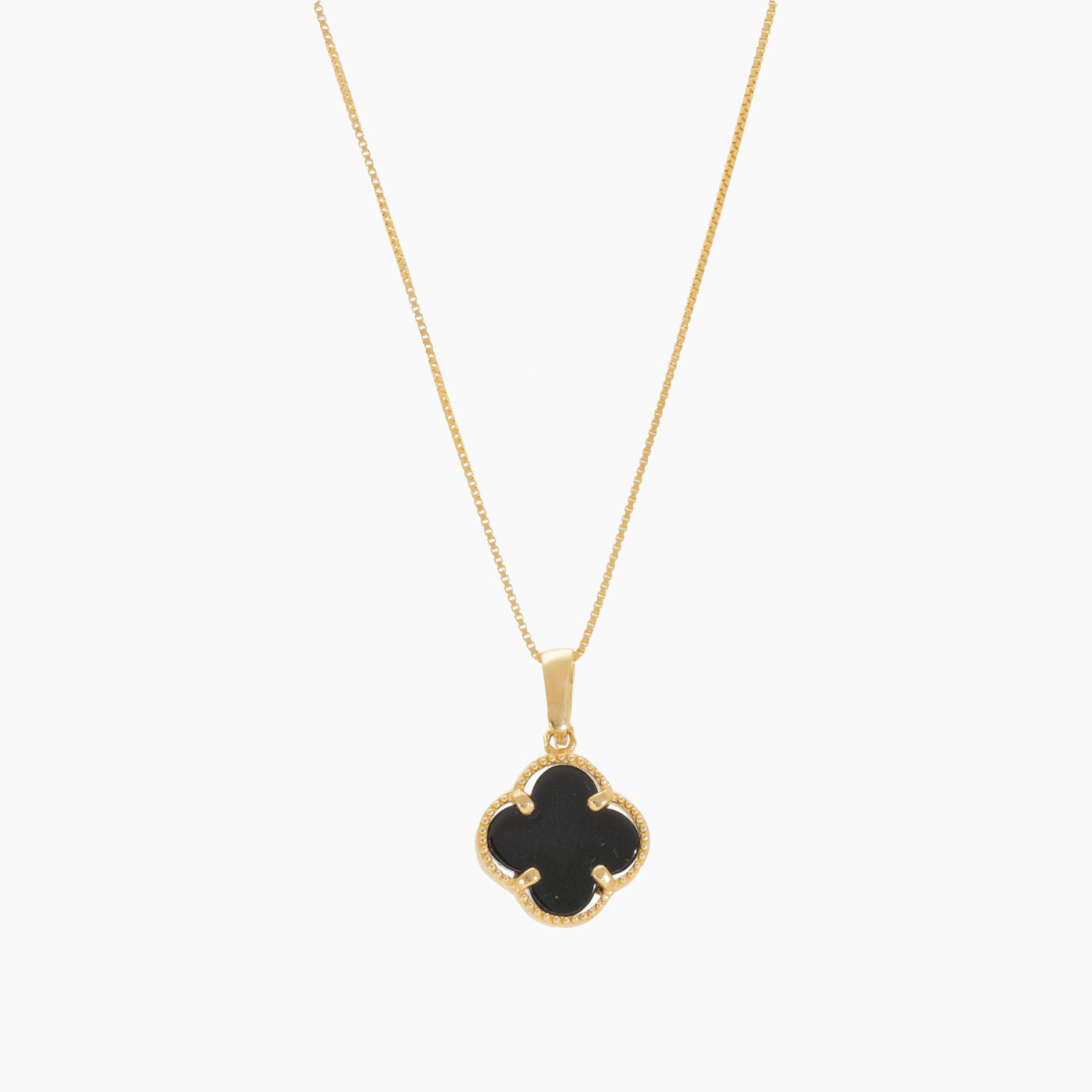 Cadena En Oro 18k Estilo Van Cleef Con Colgante De Onix 