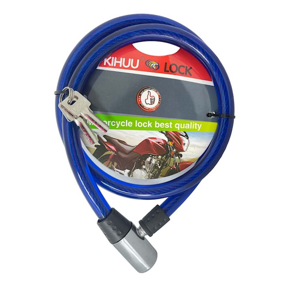 Candado Para Bici Moto Con 2 Llaves Linga Acero Forrada Hts - Azul 