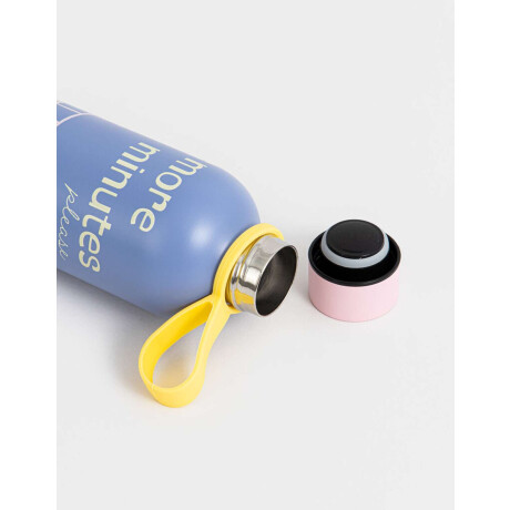 Botella De Acero Inoxidable De 500ml Con Strap De Silicona Azul Marino