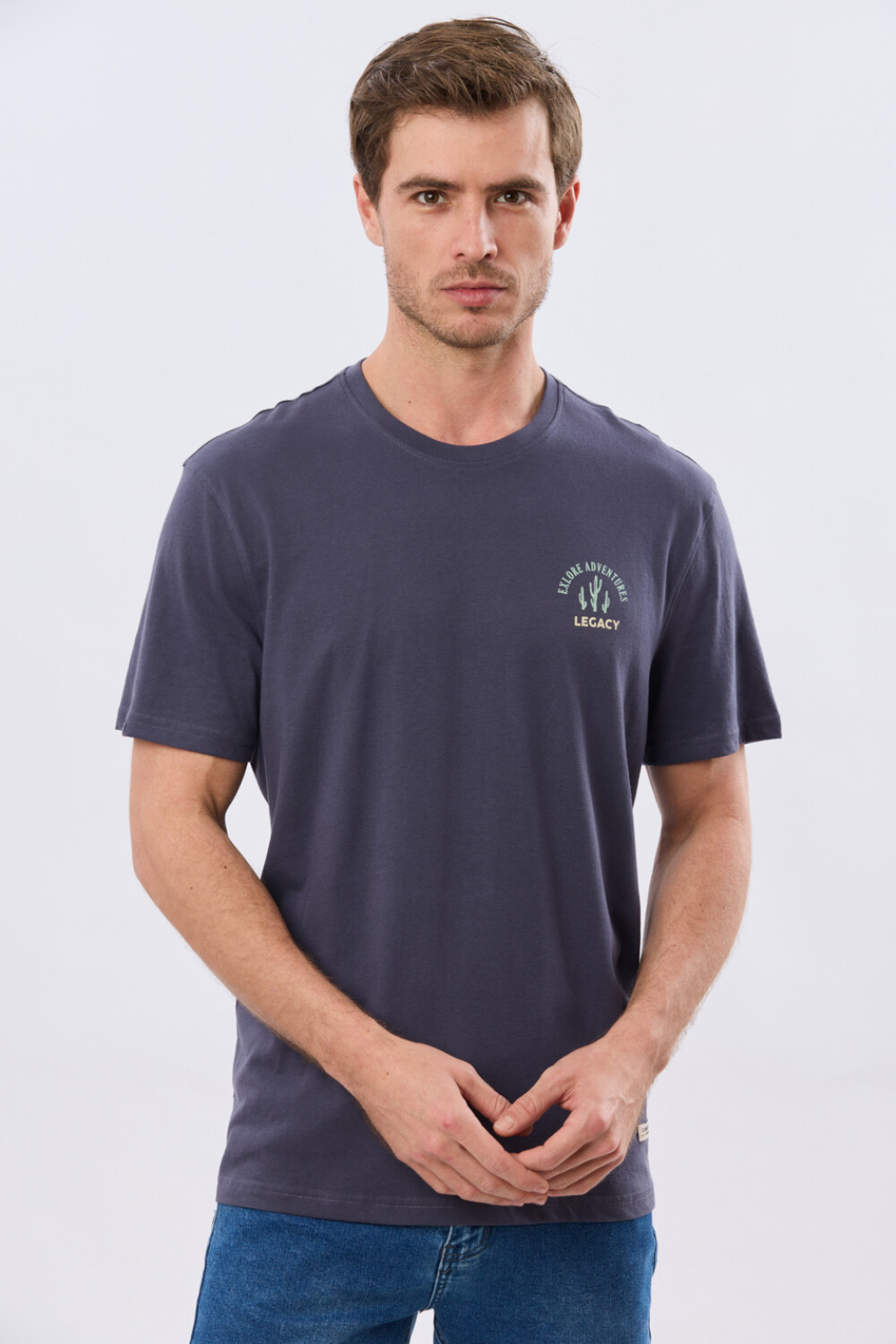 REMERA ESTAMPADA DE ALGODÓN Azul