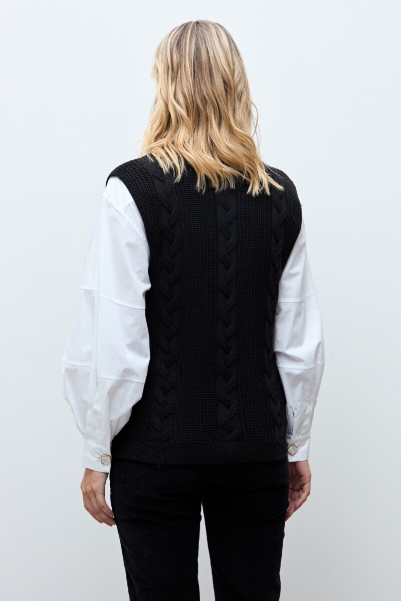 Chaleco tejido abotonado negro