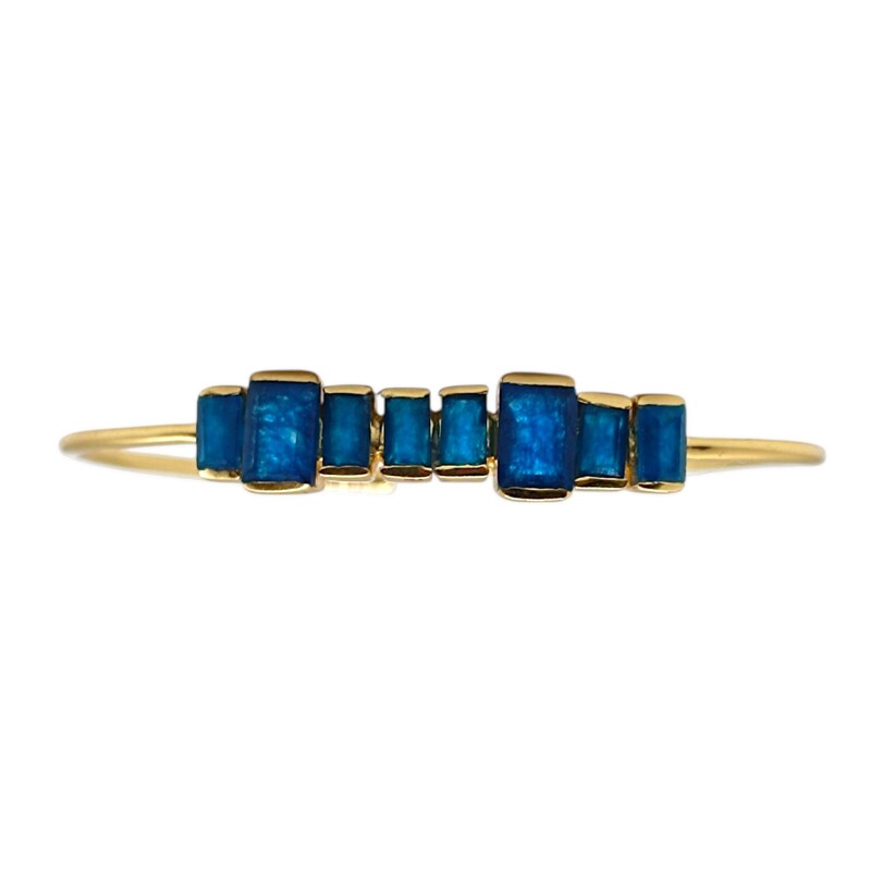 Brazalete Calcuta en plata 925 bañada en una micra de oro 18k. con piedras jade negro azul-BR2006 conpiedra