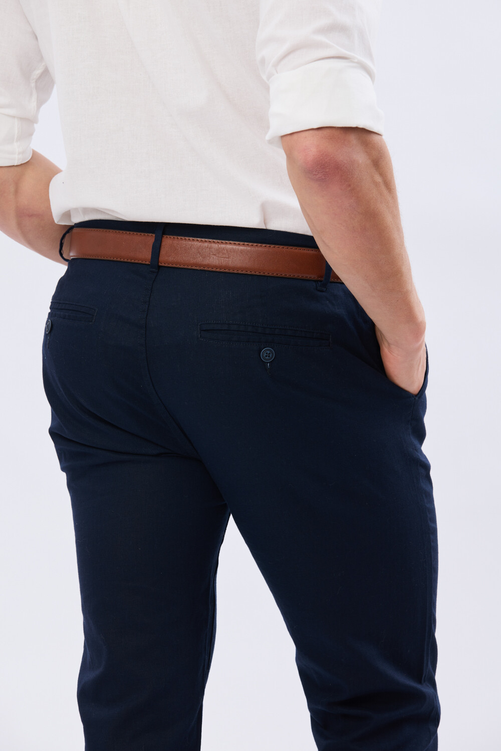 PANTALON CLÁSICO DE LINO Azul