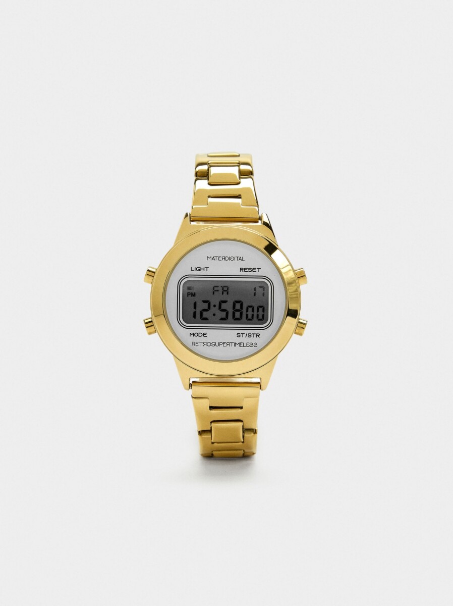 Reloj Digital Con Pulsera De Acero Inoxidable - dorado 