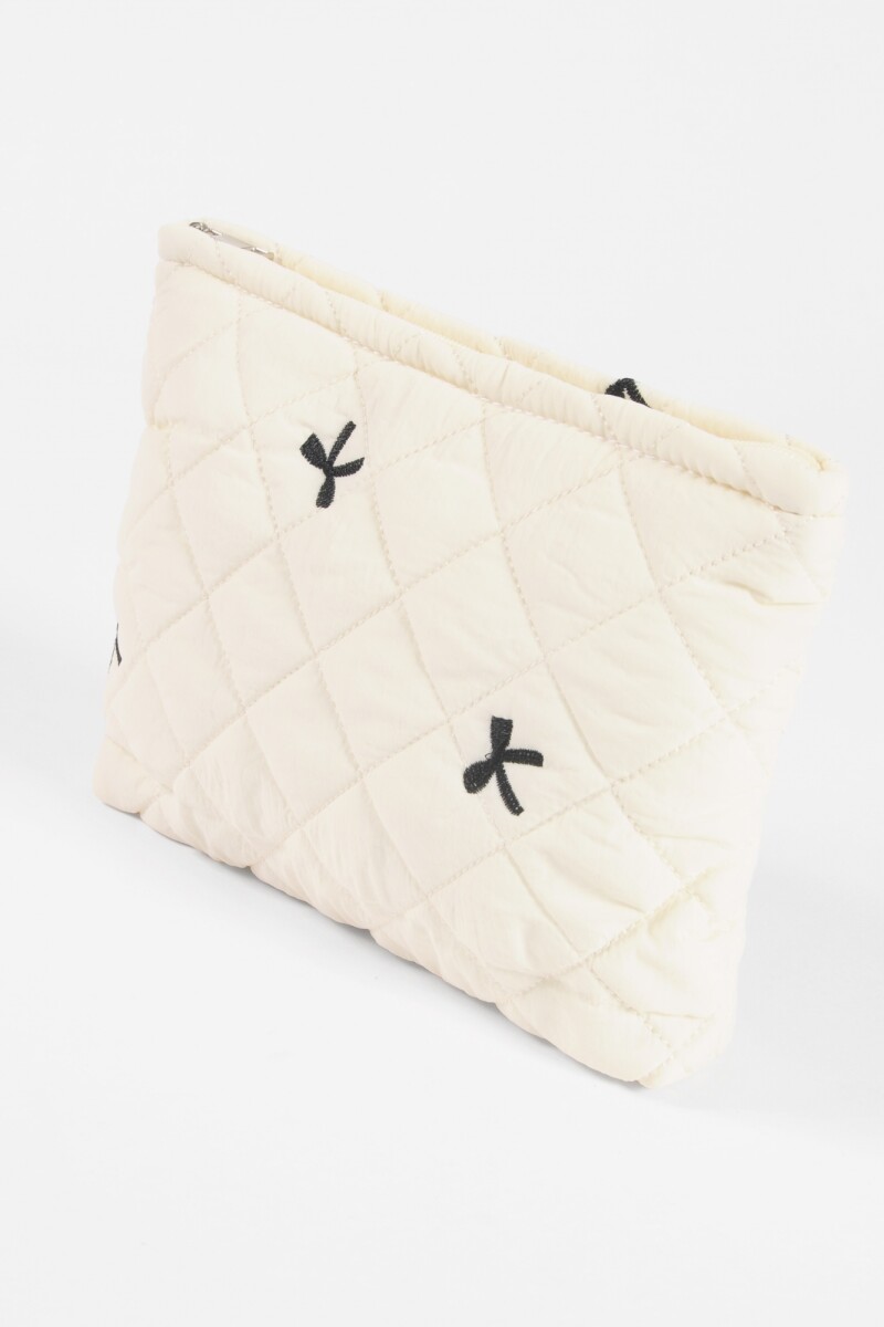 Estuche bordado moña blanco