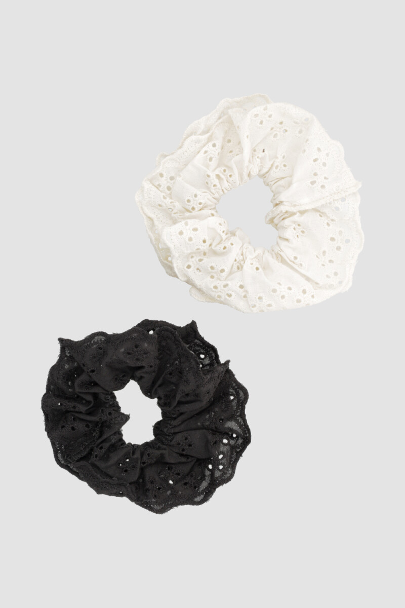 Scrunchie broderie - Negro 