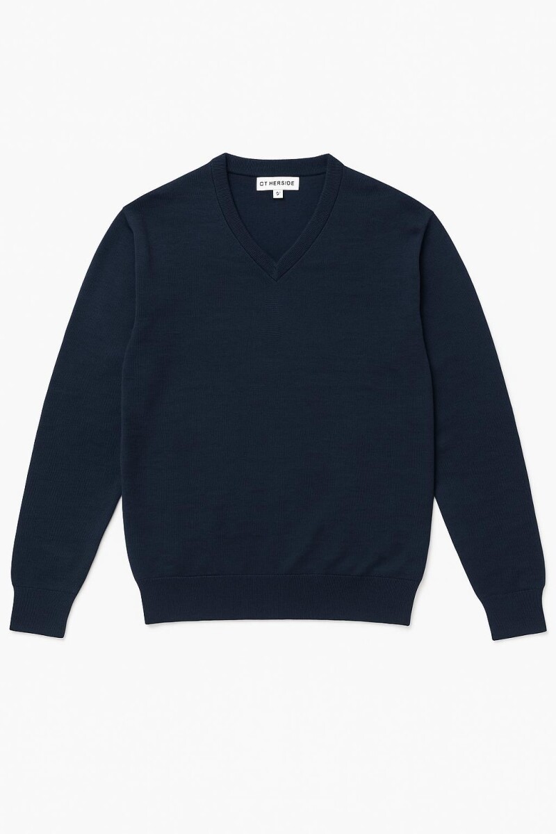 Sweater escote en V - Azul marino 