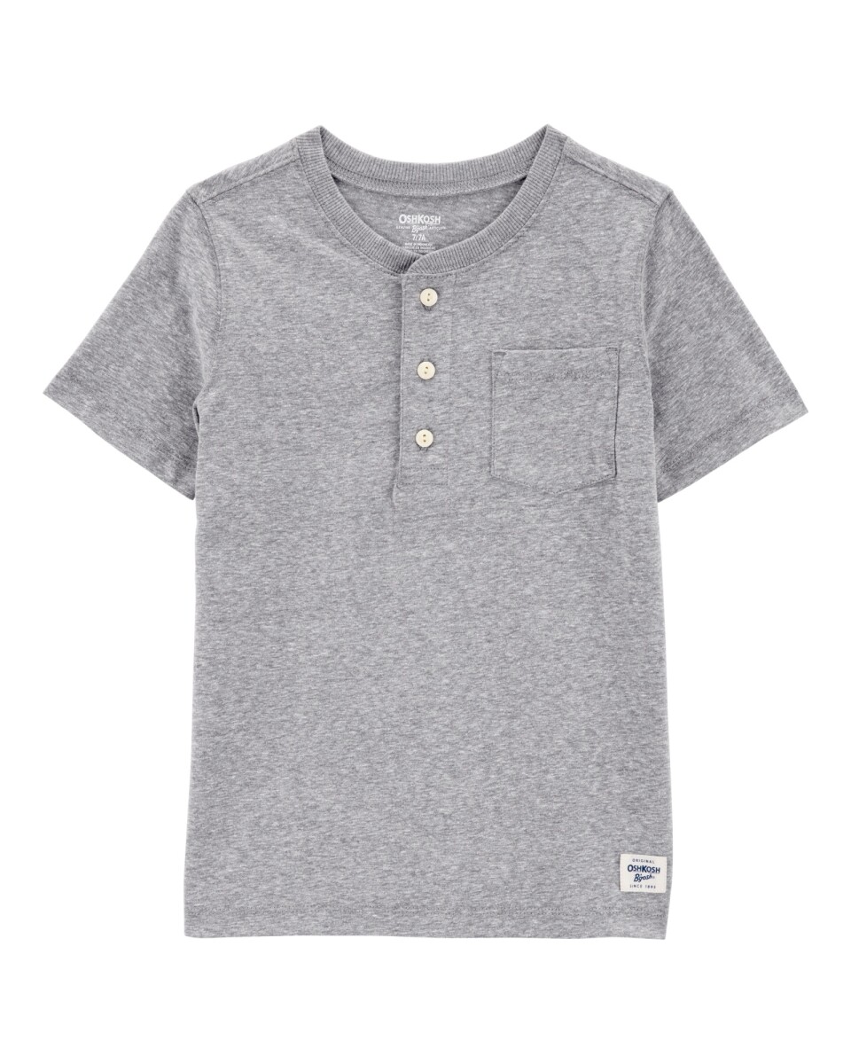 Remera henley de algodón, gris 