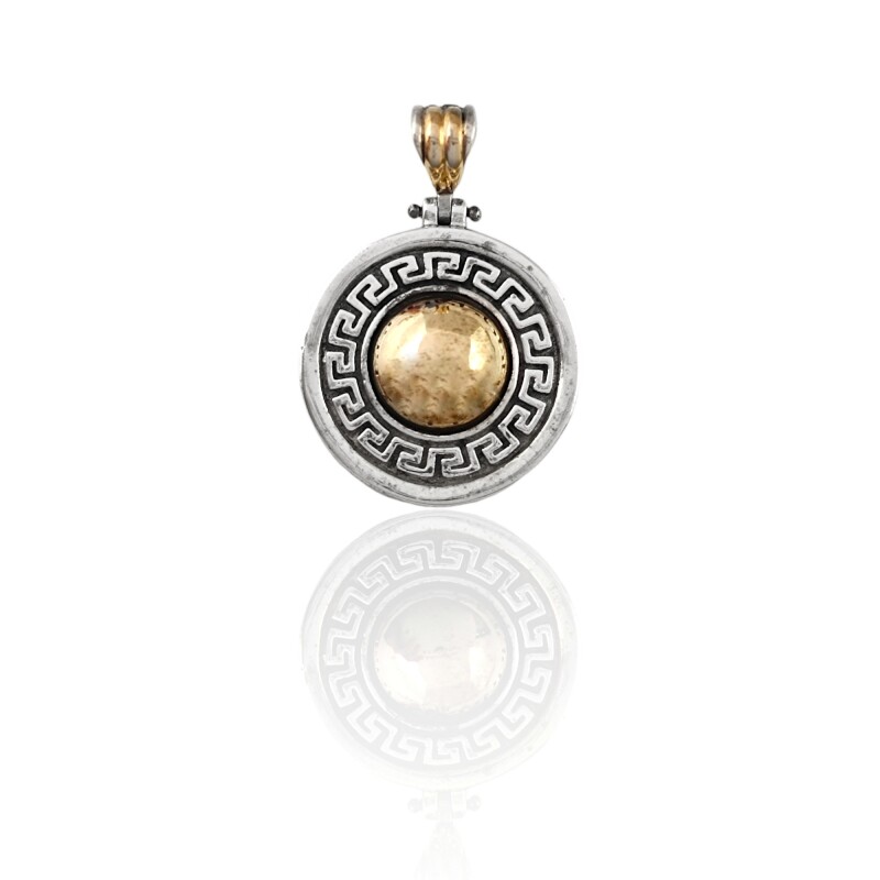 Dije Boton de oro guarda griega - Plata 925 y Oro- Sin piedra-CP5442 sinpiedra