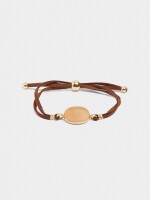 Pulsera Ajustable De Cordón De Piel Con Piedra naranja