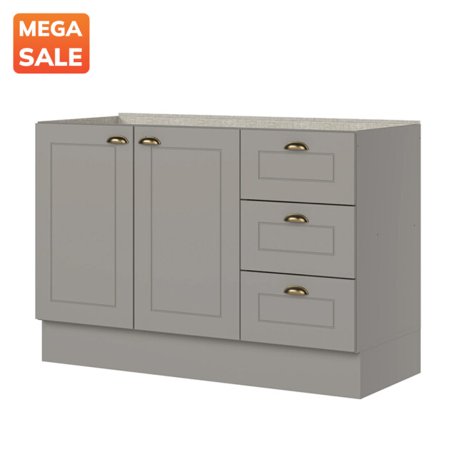 Bajo mesada 2 puertas 3 cajones - Linea Americana Gris