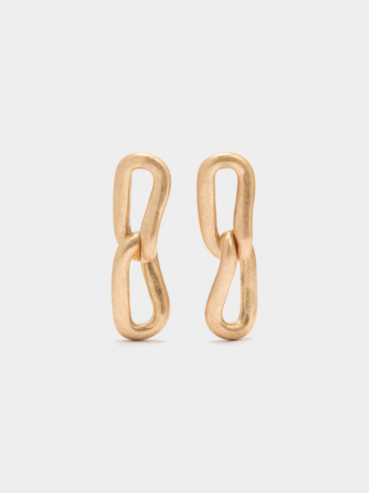 Pendientes Largos Con Eslabones dorado