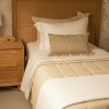 Juego de Sabana 1 Plaza Basic Color Block 200 Hilos - Pilar Blanco/Beige