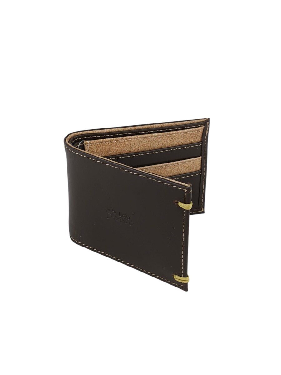 Billetera con detalle de costura a mano - Marron 