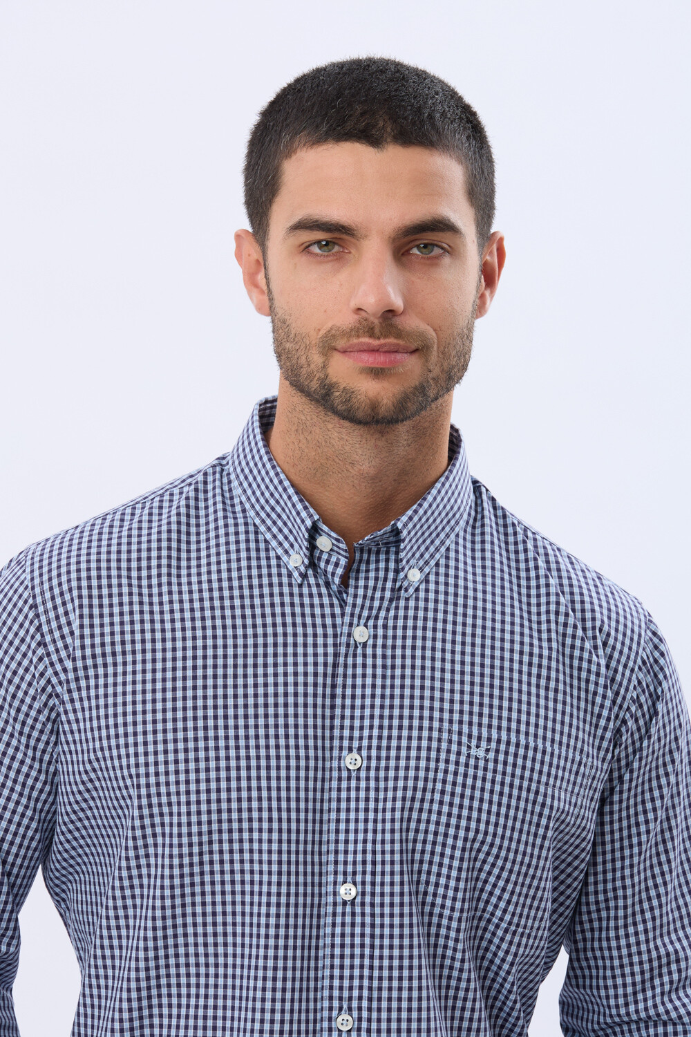 CAMISA SPORT A CUADROS Celeste