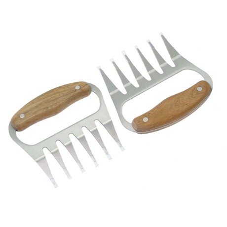 Desmenuzador Garra X2 para Carnes 14x13Cm Acero Inox Madera Natural