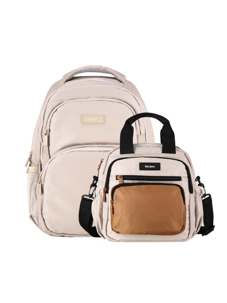 Kit Mochila y Lunchera Quid AirFlow Beige